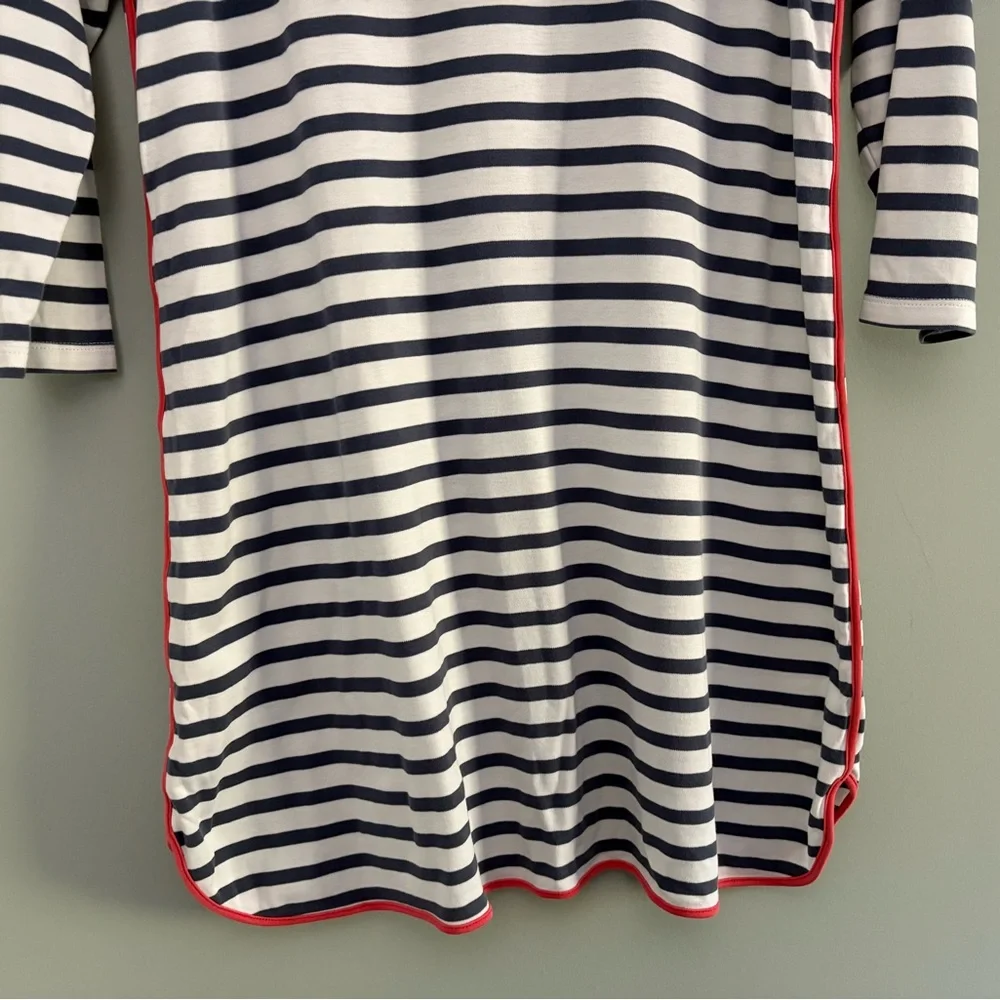 LAKE Pima Cotton Breton Stripe Knit Shift Dress Size L - Picture 5 of 10